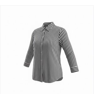 Ralph Lauren Black and White Vertical Stripe Button-Down Shirt